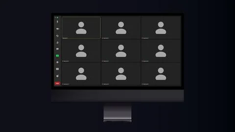 Videocall interface, video call screen or conference chat UI template, vector Stock Illustration