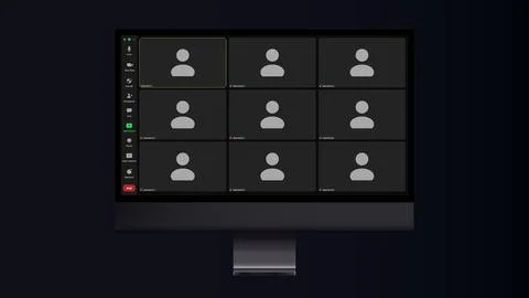 Videocall interface, video call screen or conference chat UI template, vector Illustrazione stock