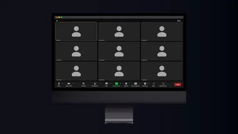 Videocall interface, video call screen or conference chat UI template, vector 스톡 일러스트