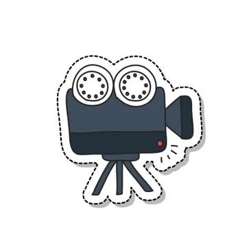 Videocamera doodle icon, vector sticker illustration Stock Illustration