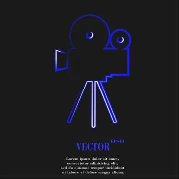 Videocamera. Flat modern web button and space for your text. Stock Illustration
