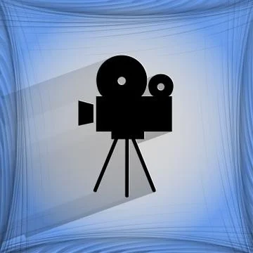 Videocamera. Flat modern web button   on a flat geometric abstract background Stock Illustration