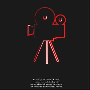Videocamera icon Flat with abstract background Stock Illustration