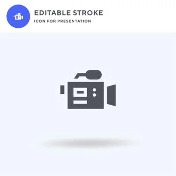 Videocamera icon vector, filled flat sign, solid pictogram isolated on white Stock Illustration