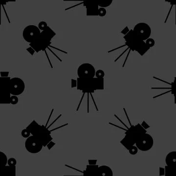 Videocamera web icon. flat design. Seamless gray pattern. Stock Illustration