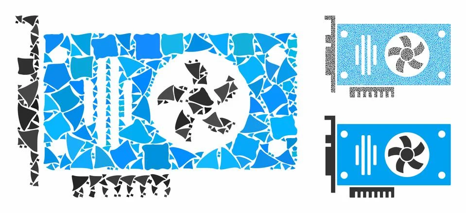 Videocard Composition Icon of Unequal Items Stock Illustration
