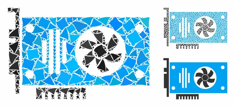 Videocard Mosaic Icon of Bumpy Elements Stock Illustration