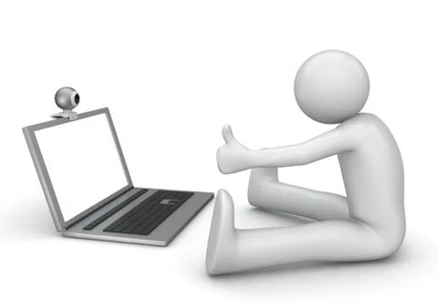 Videochat using webcam and laptop - lifestyle collection Stock Illustration