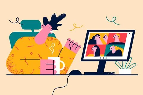 Videoconference, online meeting, remote work concept Stock Illustration