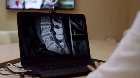 Videoconference of a physician with patient. Stock Footage 130492228