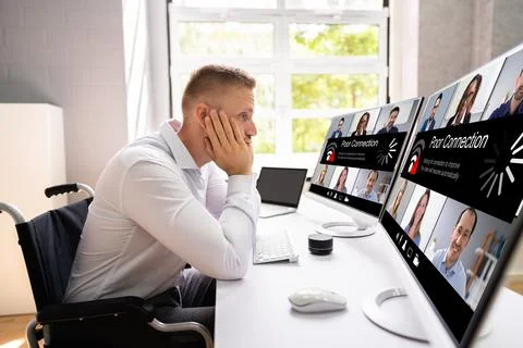 Videoconference Webinar Meeting Bad Connection Foto stock