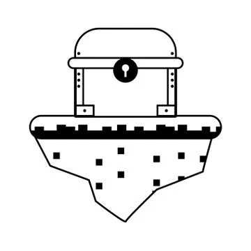 Videogame characters and elements cartoons in black and white Stock Illustration