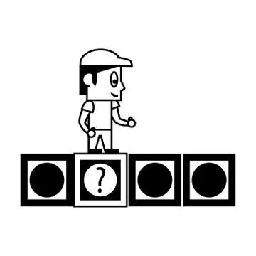 Videogame characters and elements cartoons in black and white Illustrazione stock