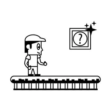 Videogame characters and elements cartoons in black and white Stock Illustration
