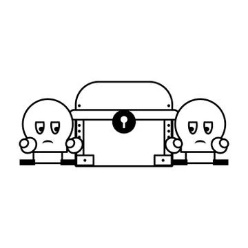 Videogame characters and elements cartoons in black and white Stock Illustration