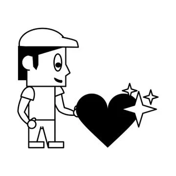Videogame characters and elements cartoons in black and white Stock Illustration