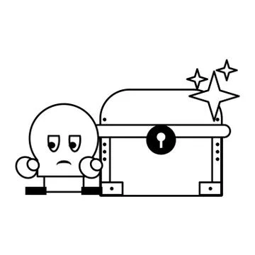 Videogame characters and elements cartoons in black and white Stock Illustration