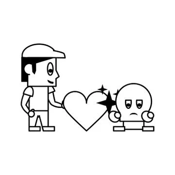 Videogame characters and elements cartoons in black and white 스톡 일러스트