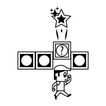 Videogame characters and elements cartoons in black and white 스톡 일러스트