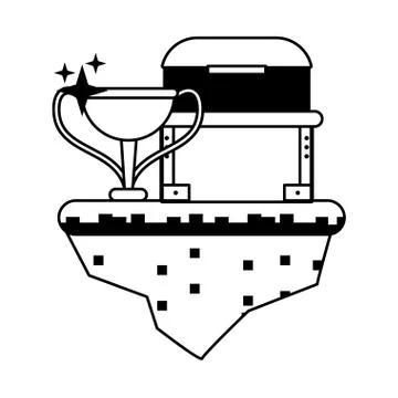 Videogame characters and elements cartoons in black and white 스톡 일러스트