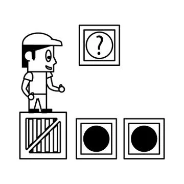 Videogame characters and elements cartoons in black and white 库存插图