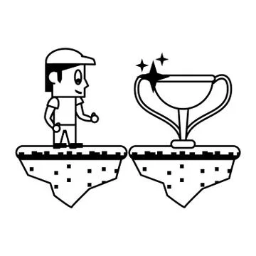 Videogame characters and elements cartoons in black and white Illustrazione stock