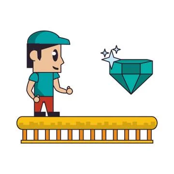 Videogame characters and elements cartoons Stock Illustration