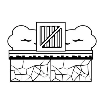 Videogame characters and elements cartoons in black and white Stock Illustration