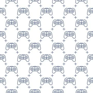 Videogame Controller for Computer vector Game Pad linear seamless pattern Stockillustratie