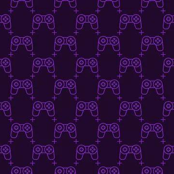 Videogame Controller vector Wireless Gamepad for Gamer line dark seamless p.. Illustrazione stock