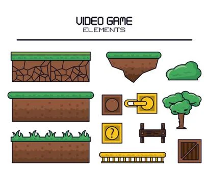 Videogame elements icons Stock Illustration