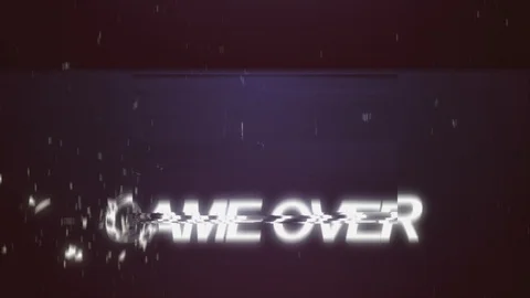 A videogame ending screen, saying Game over. 8-bit retro style. Video stock 105585472