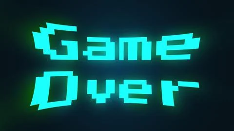 A videogame ending screen with text Game over, 3d rendering. Computer generated Stock Illustration