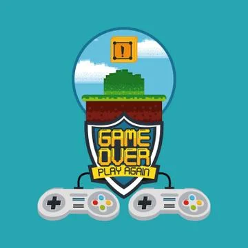 Videogame game over concept Ilustração Stock
