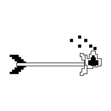 Videogame pixelated weapon arch with bow in fire symbol Illustrazione stock