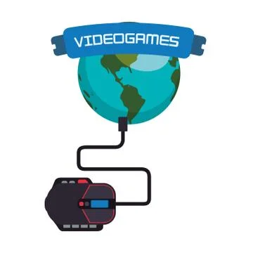 Videogames world online connection mouse system Stock Illustration