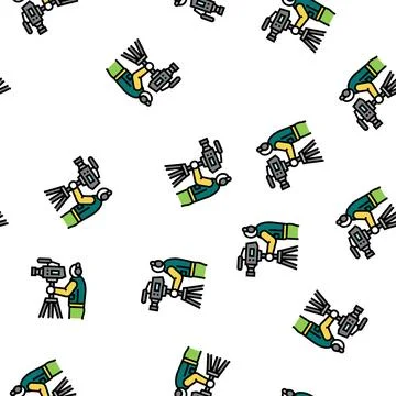 Videographer business vector seamless pattern Stock Illustration