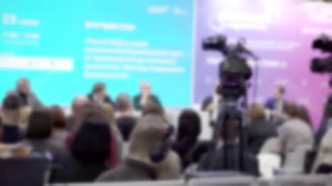Videographer filming the speakers at a presentation. Stock Footage 236696142