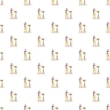 Videographer filming using camera tripod seamless pattern Stock Illustration
