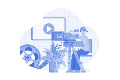 Videographer With Professional Studio Equipment Stock Illustration
