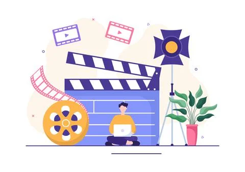 Videographer Services Template Hand Drawn Cartoon Flat Illustration with Reco Stock Illustration