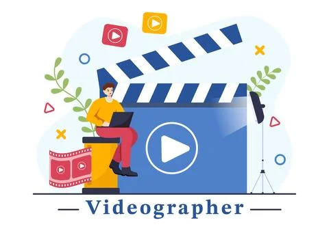 Videographer Services Vector Illustration with Record Video Production, Mov.. Stock Illustration