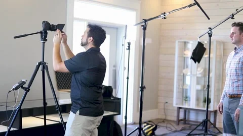 Videographer Setting Up Teleprompter Stock-Footage 131549896
