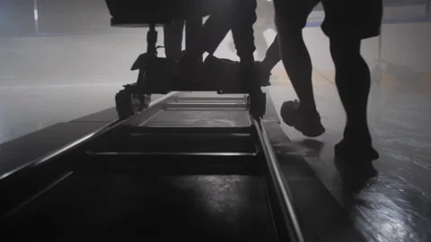 Videographer shooting movie scene with camera on rails Stock Footage 237510445