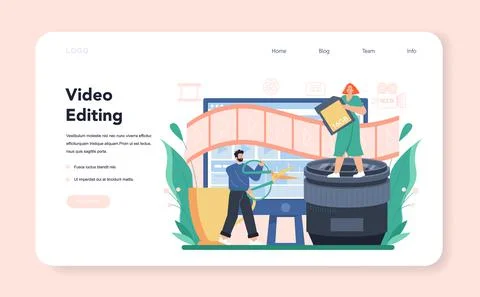 Videographer web banner or landing page. Video production Stock Illustration