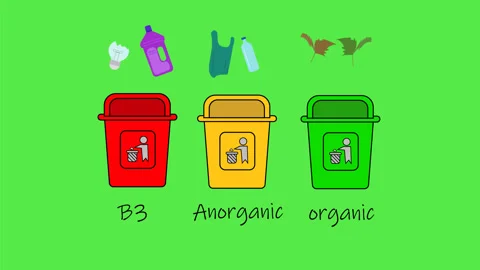 Videos about types of B3, non-organic and organic waste recycle Stock Footage 280772406