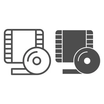 Videotape frame line and solid icon. Film strip symbol, outline style pictogram Stock Illustration