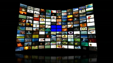 Videowall zoom in with bluescreen Stock Footage 600689