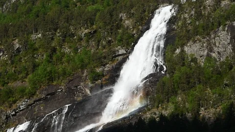 Vidfossen waterfall Stock Footage 92841473