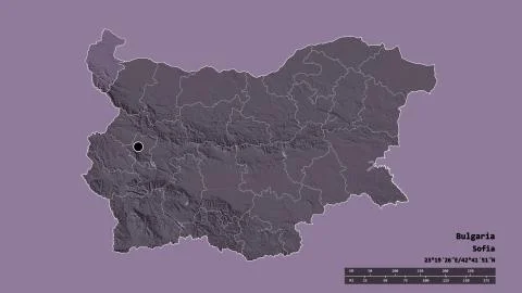 Vidin, Bulgaria. Colored elevation map Stock Illustration